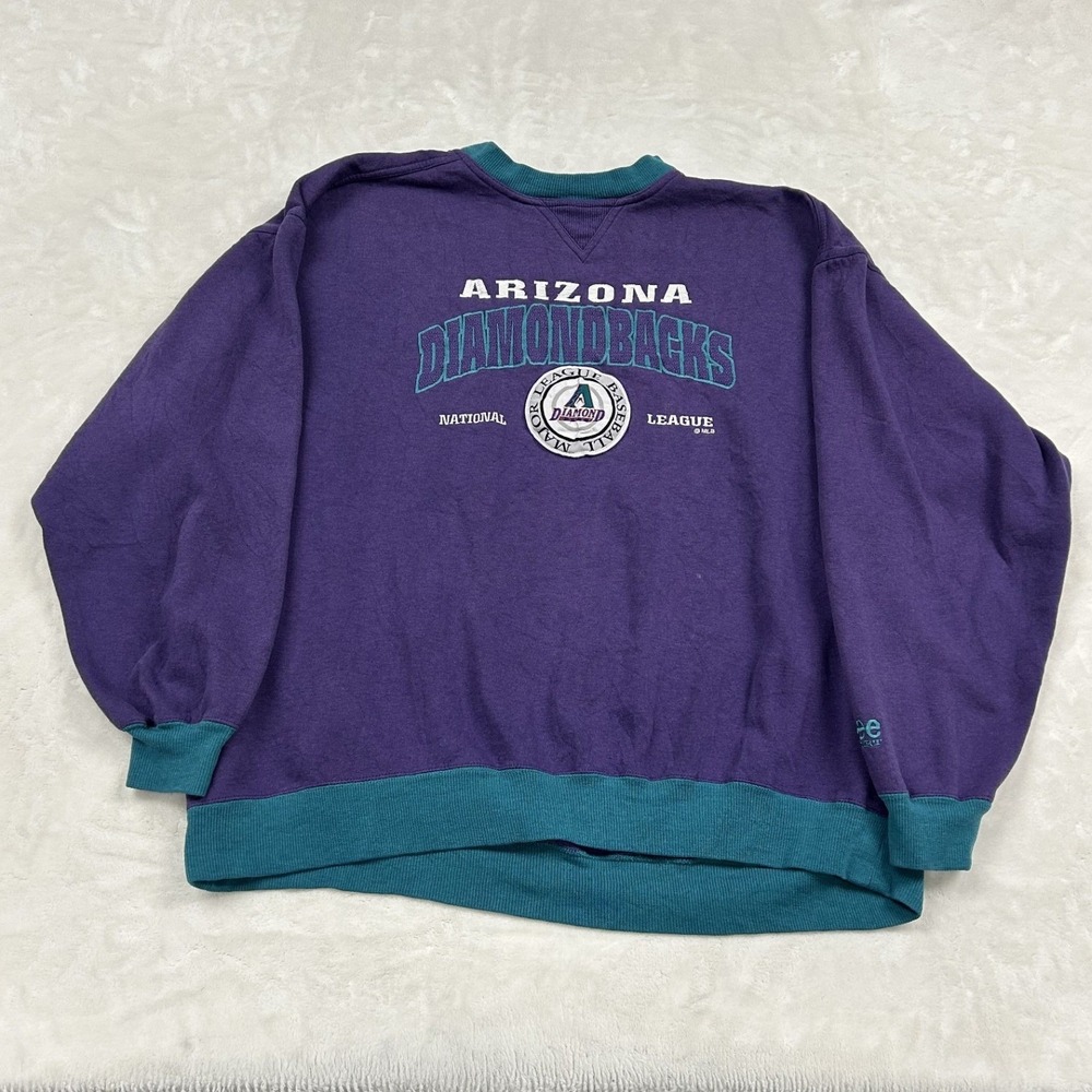 Lee Sport Sweatshirt Mens XL Purple Arizona Diamondbacks Vintage MLB Teal Trim